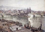 The Stone Bridge in Rouen,dull weather Camille Pissarro